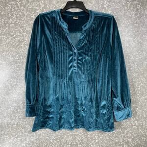 Salon Studio Women's Whimsygoth Velour Pleated Top - Size Medium - Embroidery